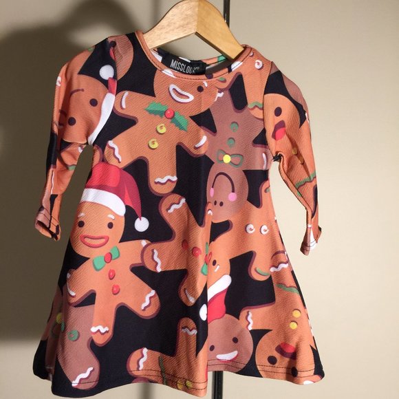 Misslook Infant Baby Girls Holiday Christmas Gingerbread Dress 12-18 Months - Picture 1 of 12